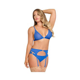 BRA, GARTER & PANTY SET - COBALT - Q